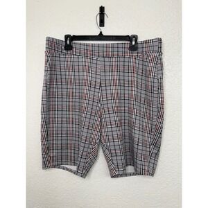 Maze Collection Mens Plus 3X Plaid Shorts Grey Black Red Glen Check Stretch